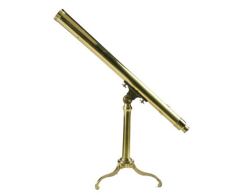 A ENGLISH&nbsp;BRASS&nbsp; 2 INCH REFRACTING TELESCOPE, EARLY 19TH C&nbsp;unsigned, the accessories including two tubes engra