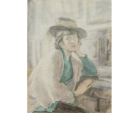 GERALD LESLIE BROCKHURST, RA, RE (1890-1978)&nbsp; &nbsp;ANAIS, A WOMAN FROM DAX LANDES&nbsp;seated half length, watercolour,