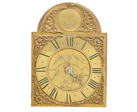AN ENGLISH HOODED&nbsp; WALL CLOCK WILLIAM RAY SUDBURY, C1770&nbsp; the 8 inch breakarched dial engraved with fanciful bird o