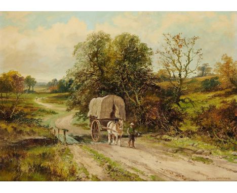 CHARLES ANGUS SWAN (1857-1892) FORDING THE STREAM&nbsp; &nbsp;signed, oil on canvas,&nbsp;44 x 59.5cm  Cleaned and lined some
