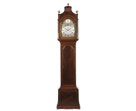 AN ENGLISH MAHOGANY EIGHT DAY LONGCASE CLOCK EDMUND MARTIN LONDON, LATE 18TH C&nbsp; the breakarched brass dial with engraved