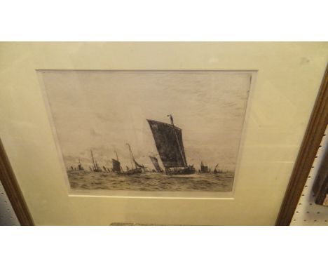 AFTER WILLIAM LIONEL WYLLIE (1851-1931) "Boulogne Fishing", black and white engraving, signed in pencil lower left, bears "N.