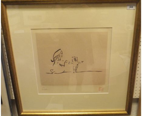 AFTER JOHN LENNON (1940-1980) "Mother and child", woodblock print, artist's proof, signed in pencil lower left, bears seal ma