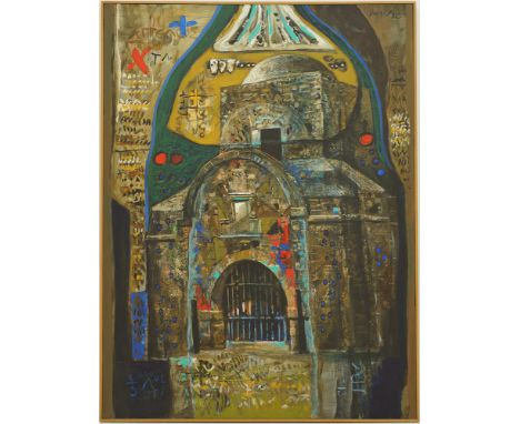 John Corbidge (British 1935-2003) Kyrenia Gate Nicosia, oil on canvas, signed upper right and back, 122x90cm.