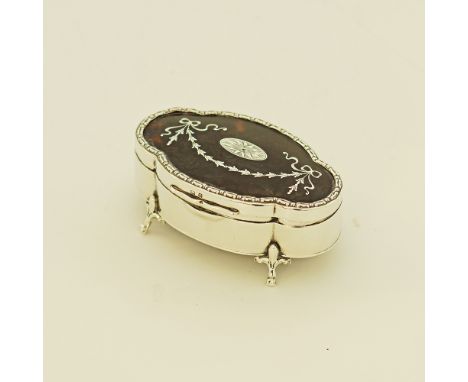 A Sterling silver and tortoiseshell trinket / jewellery box by Mappin and Webb, W85mm, D55mm, H32mm, Hallmarked Birmingham 19