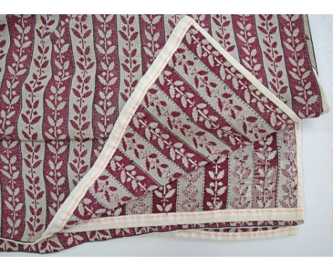 A Cypriot hand embroidered tapestry with a linear floral pattern in cross stitch, measuring 150x155cm, mid century.
