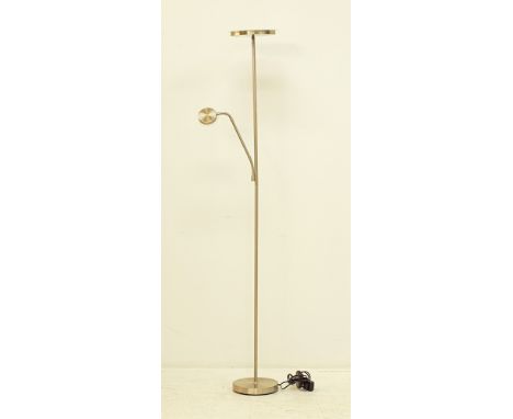 Rabalux Lantern Aaron floor lamp with a reading arm and pivoting head, in satin chrome metal body H180cm, with foot switch, d