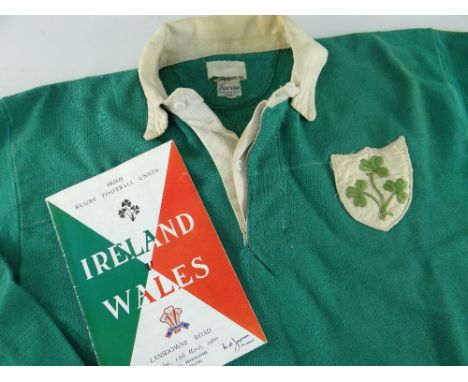 1960 IRELAND INTERNATIONAL RUGBY UNION JERSEY WORN BY THOMAS J KIERNAN (b.1939) against Wales in 1960, played at Lansdowne Ro
