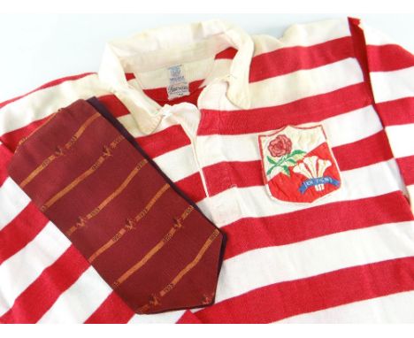 RARE 1955 MATCH WORN RUGBY UNION JERSEY FOR WALES &amp; ENGLAND v IRELAND &amp; SCOTLAND played in by prop Billy 'Stoker' Wil