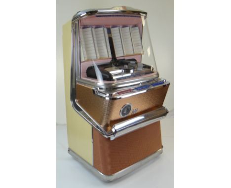 STYLISH VINTAGE AMI MODEL-H JUKEBOX, c. 1957 JAH-200, SERIAL NO. 370973 with nickel/dime, quarter and half dollar play, 200 4