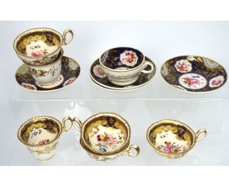 A small quantity of early English hand-painted floral ceramics; seven cups and four saucers (some af).   CONDITION REPORT  Ha
