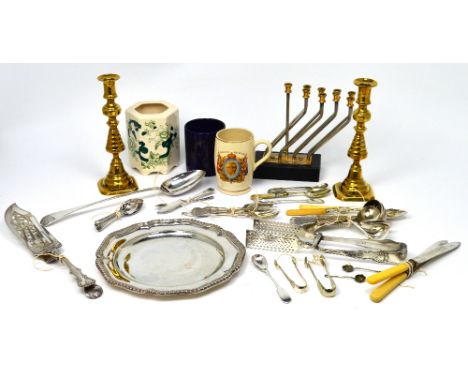 A collectors' lot to include eleven crystal wine glasses, a small quantity of plated ware, various coronation commemorative c