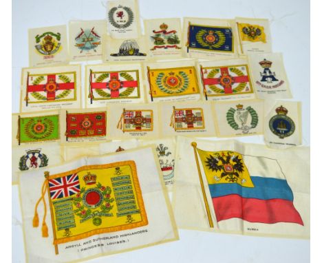 Approximately thirty BDV cigarette silks of various military regiments to include; Ordnance Survey Department, India, 30th La
