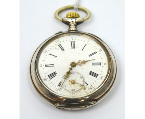 A c1900 gentlemen's Glashutte open-face pocket watch, stem-wind and pin-set fifteen-jewel movement, 800 grade silver, white e