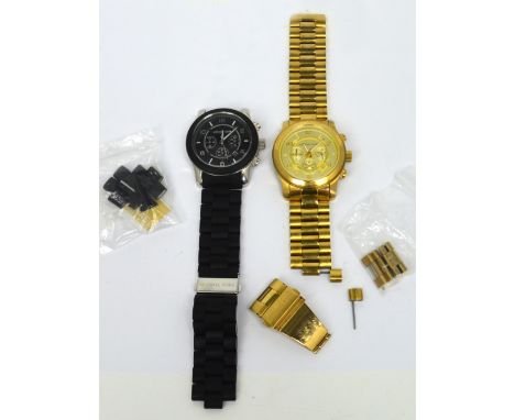 A Michael Kors 'Runway' chronograph watch and a similar gold-tone 'Runway' watch (2).