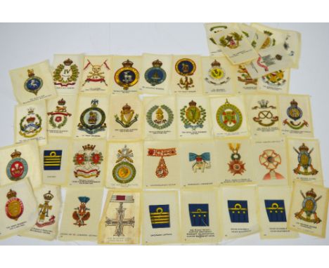 Over thirty BDV cigarette silks of Naval rank badges, Engineer Captain, Gunner, Boatswain, Warrant Telegraphist and Chief Mas