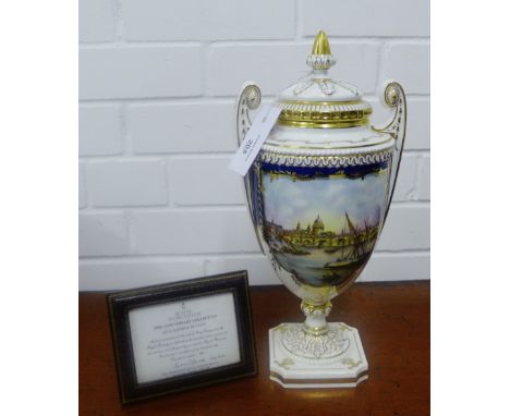 A Royal Worcester 2000 Anniversary Collection George III vase and cover, made to commemorate the visit of King George III to 