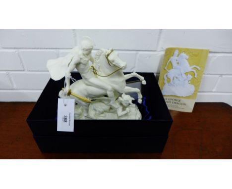 A Royal Worcester St. George and the Dragon figurine, based on Benedetto Pistrucci's design for the gold sovereign, modelled 