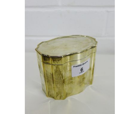 A Birmingham silver caddy with a hinged lid and gilt interior, makers mark rubbed, 8 x 10cm 