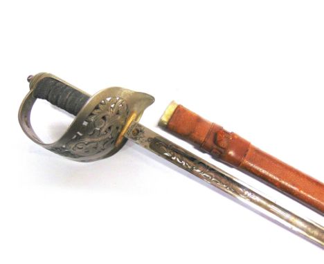 A BRITISH 1897 PATTERN INFANTRY OFFICER'S SWORD the 84.5cm engraved straight blade marked 'London Made' to ricasso, the back 