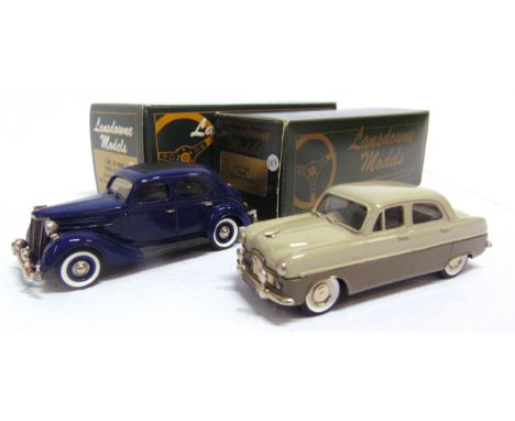 [WHITE METAL]. TWO 1/43 SCALE LANSDOWNE MODEL CARS comprising a No.LDM30, 1948 Ford V8 Pilot, blue, mint, boxed; and No.LDM7,