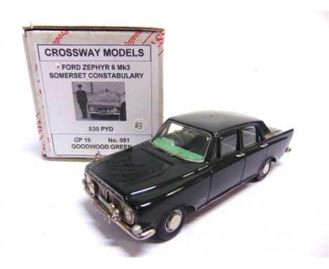 [WHITE METAL]. A 1/43 SCALE CROSSWAY MODELS NO.CP16, FORD ZEPHYR 6 MK III, SOMERSET CONSTABULARY  Goodwood green, limited edi