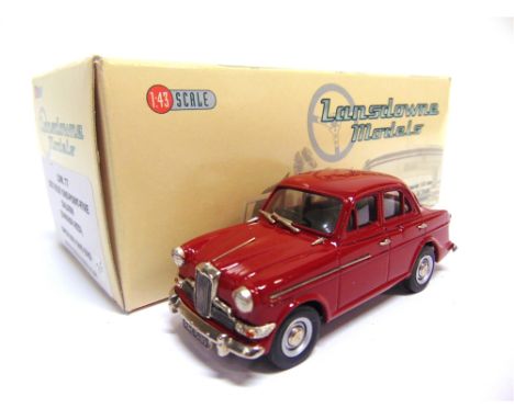 [WHITE METAL]. A 1/43 SCALE LANSDOWNE MODELS NO.LDM77, 1957 RILEY ONE-POINT-FIVE SALOON  Damask red, mint, boxed.