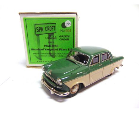 [WHITE METAL]. A 1/43 SCALE SPA CROFT MODELS NO.SPC7, 1956-58 STANDARD VANGUARD PHASE II  green over cream, limited edition 2