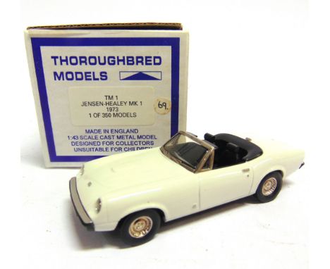 [WHITE METAL]. A 1/43 SCALE THOROUGHBRED MODELS NO.TM1, 1973 JENSEN-HEALEY MK I   white, limited edition 199/350, with self-f