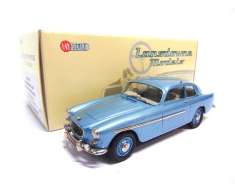 [WHITE METAL]. A 1/43 SCALE LANSDOWNE MODELS NO.LDM90, 1960 BRISTOL 406  sky blue metallic, mint, boxed.