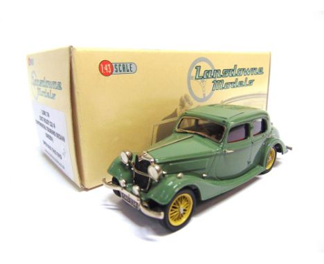 [WHITE METAL]. A 1/43 SCALE LANSDOWNE MODELS NO.LDM74, 1937 RILEY 12/4 CONTINENTAL TOURING SEDAN  green with yellow ochre wir