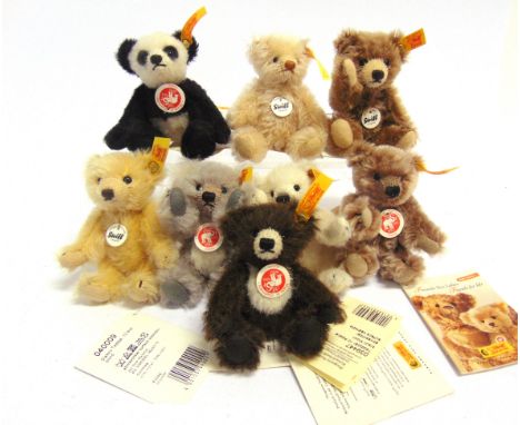 EIGHT STEIFF COLLECTOR'S MINIATURE TEDDY BEARS  each approximately 10cm high.