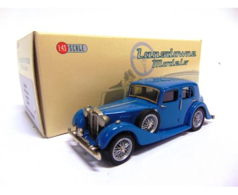 [WHITE METAL]. A 1/43 SCALE LANSDOWNE MODELS NO.LDM84, 1937 M.G. VA SALOON  blue, mint, boxed.