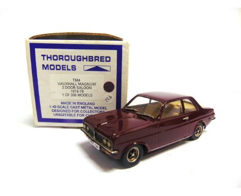 [WHITE METAL]. A 1/43 SCALE THOROUGHBRED MODELS NO.TM4, 1974-79 VAUXHALL MAGNUM 2-DOOR SALOON  maroon, limited edition of 350