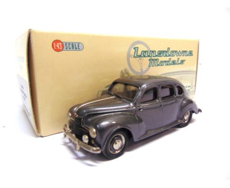 [WHITE METAL]. A 1/43 SCALE LANSDOWNE MODELS NO.LDM26, 1953 JOWETT JAVELIN DELUXE  gunmetal grey, mint, boxed.