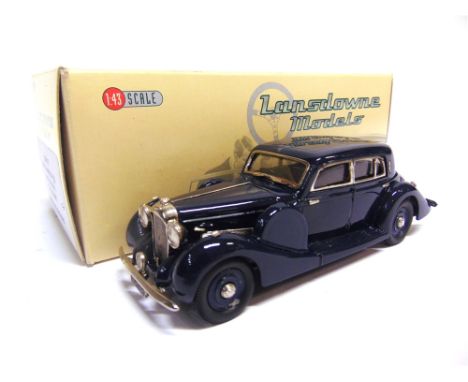 [WHITE METAL]. A 1/43 SCALE LANSDOWNE MODELS NO.LDM87, 1939 LAGONDA V12 LONG SALOON  dark blue, mint, boxed.