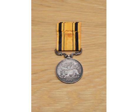 A Queen Victoria South Africa Medal 1853 with ribbon to W.PUTMAN.1st BTn.RIFLE.BDe, campaign South Africa 1834-53, medal comm