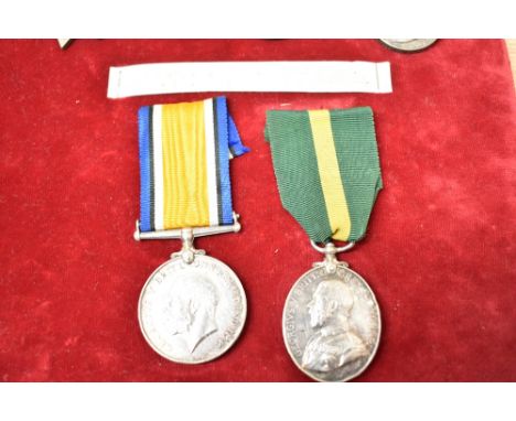 A WWI Period Two Medal Group, War Medal to 1340 PTE.S.WORRALL.CHES.R and George V Territorial Force Efficiency Medal to 44729