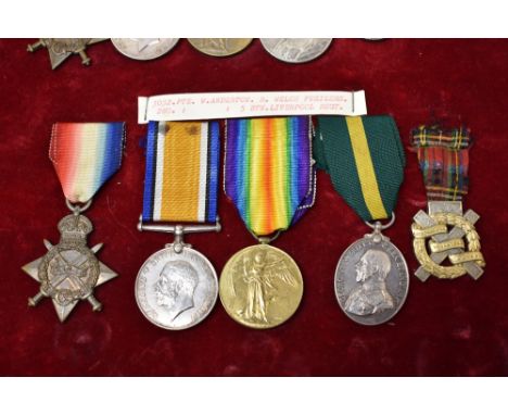 A WWI Period Five Medal Group, 14-15 Star, War Medal and Victory Medal to 3032 PTE.W.ANDERTON.R.W.FUS and George V Territoria