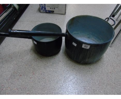 2 LARGE VINTAGE ENAMEL SAUCEPANS
