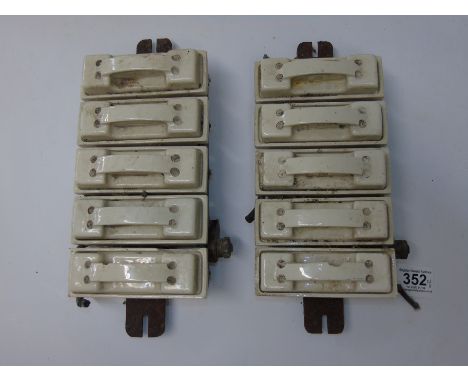 2 X 5 CERAMIC FUSE HOLDERS, STEAM PUNK