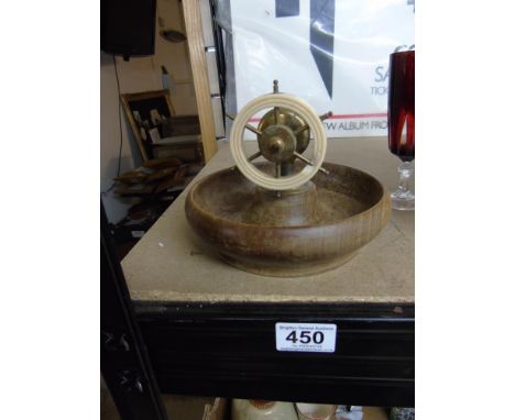 VINTAGE NUT BOWL WITH SHIPS WHEEL AS A NUTCRACKER