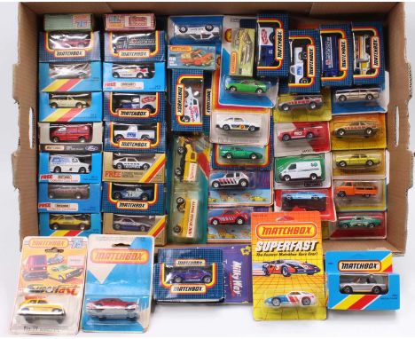 An interesting selection of various Matchbox blue box issue, carded, Superfast and similar scale Matchbox miniatures, to incl