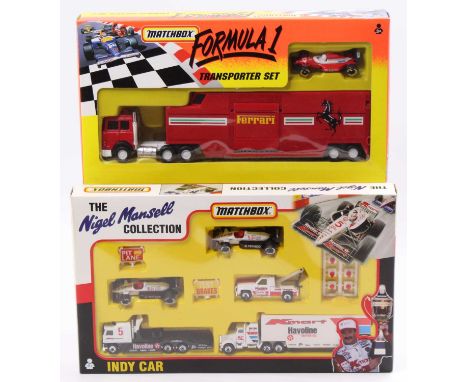 Matchbox Formula 1 and Indy Car boxed giftset group comprising The Nigel Mansell Collection Indy Car Set, and a Ferrari Formu