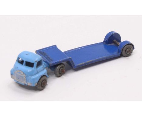 Matchbox Lesney No. 27a Bedford Low Loader, two tone light and dark blue, with metal wheels, some play wear, but the rarer is