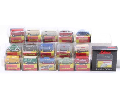 One tray containing a collection of Schuco Piccolo 1/90 scale white metal miniatures, to include a Volkswagen full service PS