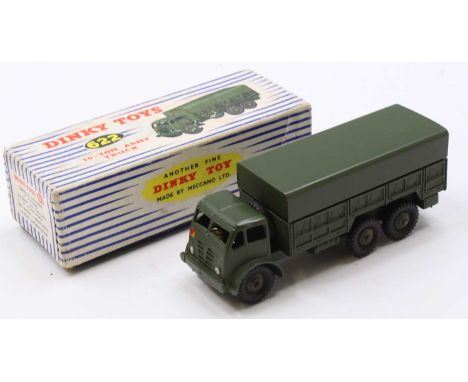 Dinky Toys No. 622 10-ton army truck comprising military green body with tin back, housed in the original blue &amp; white st