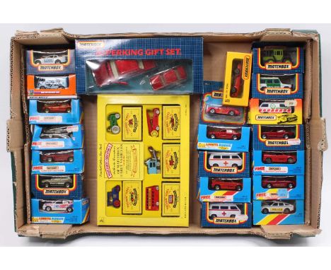 One tray containing a quantity of mixed issue Matchbox diecast vehicles to include an Authentic Recreations Matchbox Original