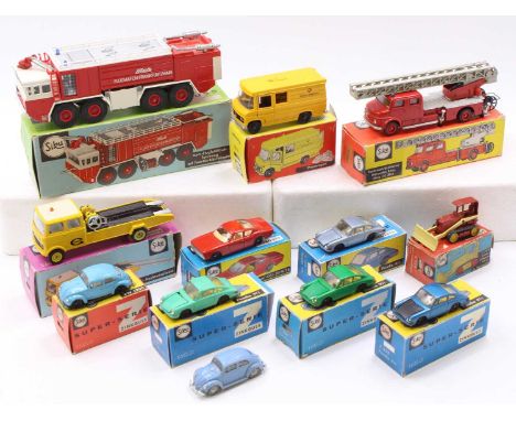 A Siku original box and reproduction boxed diecast vehicle group to include a No. V332 Metz fire pumper, a No. V261 Mercedes 