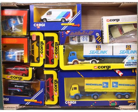 One tray containing a quantity of various Corgi window-boxed commercial vehicles and saloons to include a Corgi No. 281 Datap